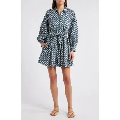 Cleobella Collette Long Sleeve Organic Cotton Mini Shirtdress In Biarritz