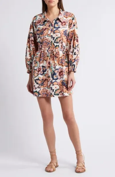 Cleobella Elisha Floral Long Sleeve Organic Cotton Poplin Shirtdress In Desert Floral Print