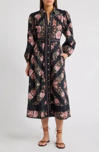 Cleobella Gillian Floral Long Sleeve Organic Cotton Shirtdress In Juliet Print