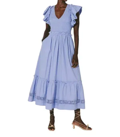 Cleobella Gladys Smocked Organic Cotton Maxi Dress In Blue