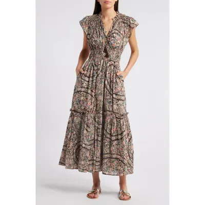 Cleobella Indira Flutter Sleeve Organic Cotton Midi Dress In Divina Print