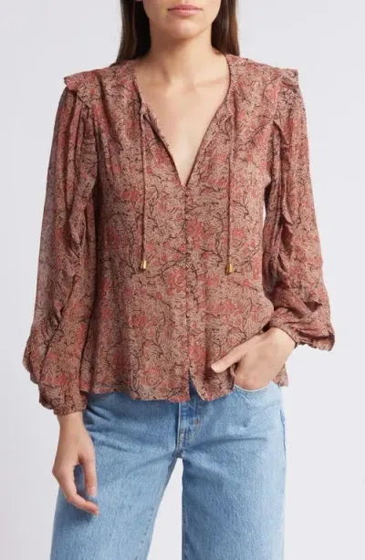 Cleobella Leila Floral Crinkle Chiffon Top In Cecil Print