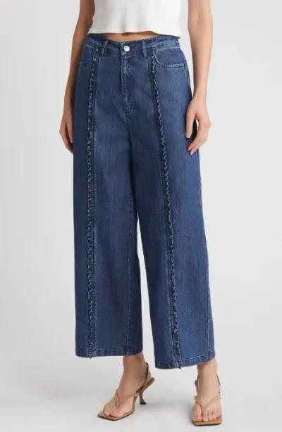 Cleobella Nigel Crop Wide Leg Jeans In Medium Denim