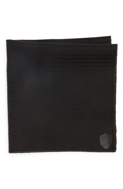 Clifton Wilson Herringbone Cotton Pocket Square In Black