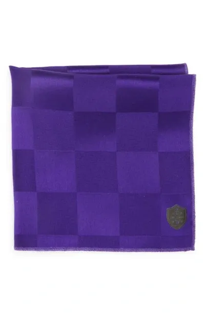 Clifton Wilson Purple Check Silk Pocket Square