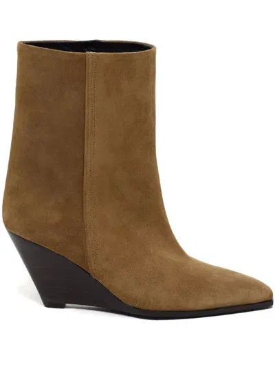 Closed 70mm Suede Wedge Boots In Brown