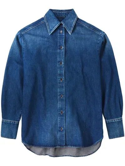 Closed Long-sleeve Denim Shirt In Dbl Dark Blue