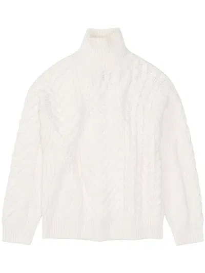 Closed Cable-knit Jumper In White