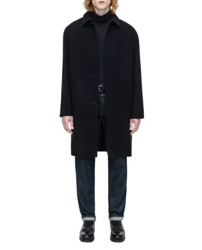 Closed Single-breasted Cotton Coat In Black