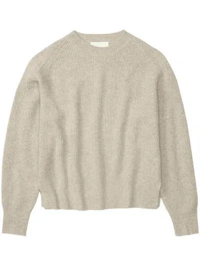 Closed Crew-neck Wool Jumper In Neutrals