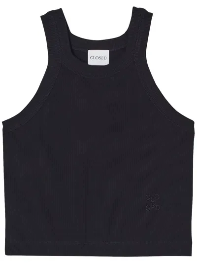 Closed Cropped Tank Top In 黑色