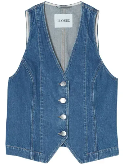 Closed Denim Button-up Vest In Blue