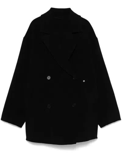 Closed Double-breasted Coat In 100 Black