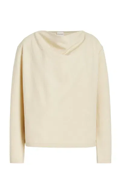 Closed Draped Wool-cotton Top In Ivory