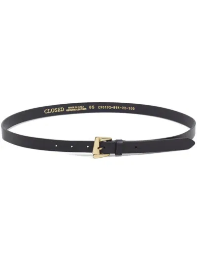 Closed Gold-tone Buckle Leather Belt In Black