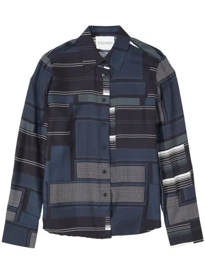 Closed Graphic-print Long-sleeve Shirt In Blue