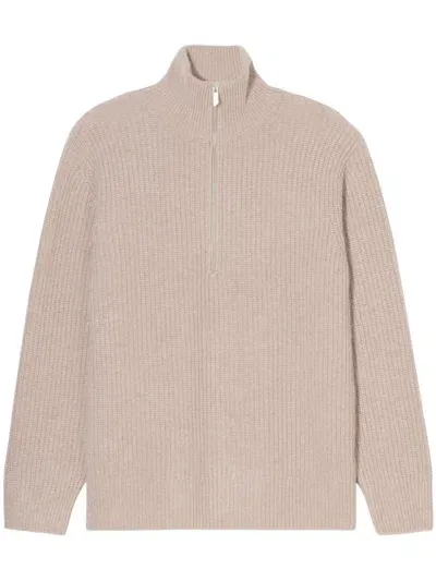 Closed Half-zip Sweater In Neutrals