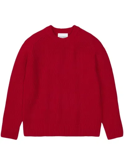 Closed Knitted Wool Sweater In Red