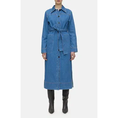 Closed Long Sleeve Denim Midi Shirtdress In Mid Blue