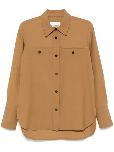 Closed Long-sleeve Shirt In Neutrals