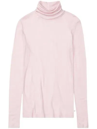 Closed Roll-neck Wool Jumper In Pink