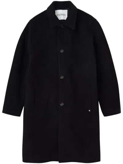 Closed Single-breasted Cotton Coat In Black