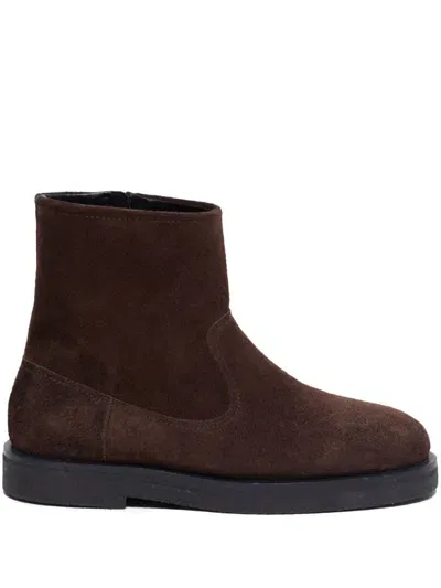 Closed Suede Ankle Boots In Brown