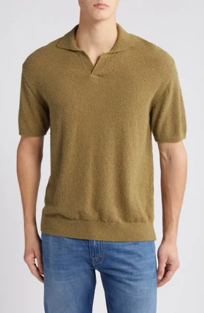 Closed Textured Johnny Collar Shirt In Sage Tea