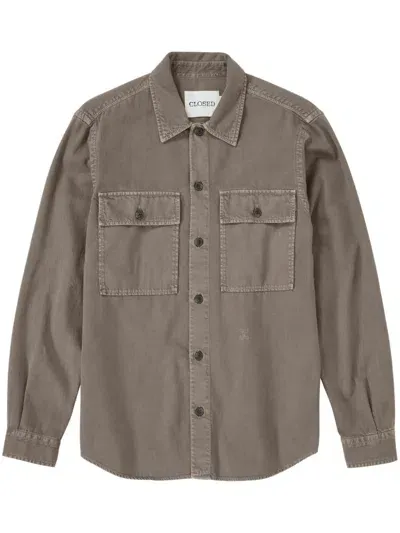 Closed Utility Regenerative-cotton Shirt In Brown