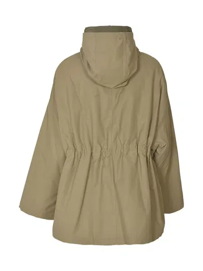 Closed Water-repellent Hooded Parka In Pastel Olive