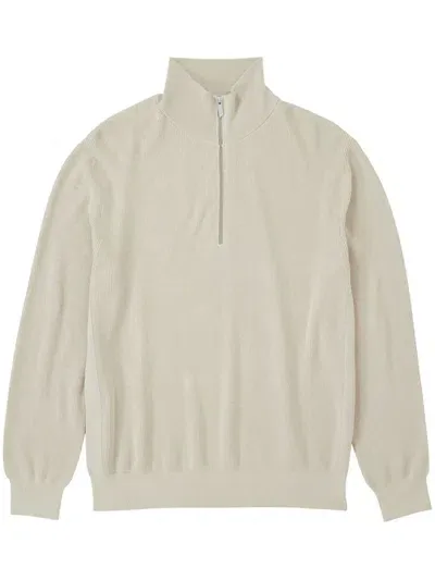 Closed Zip-up Cotton-blend Jumper In Neutrals