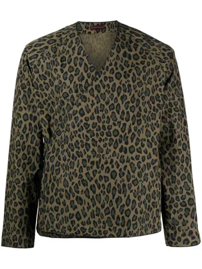 Clot Leopard-print Cotton-blend Kimono In 中性色