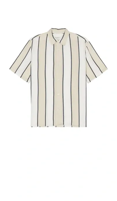 Club Monaco Striped Lyocell And Cotton-blend Shirt In Neutrals