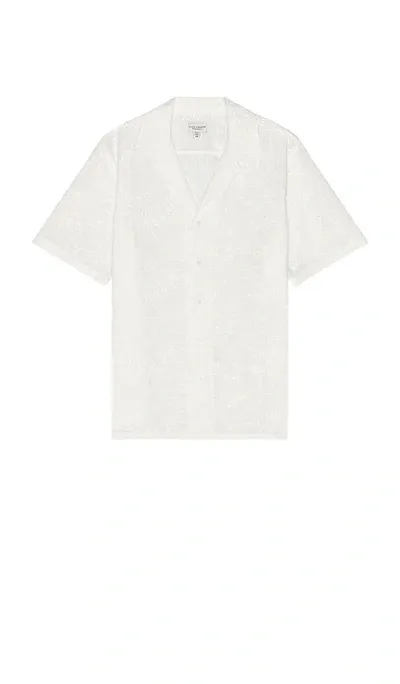 Club Monaco Short Sleeve Eyelet Shirt In White