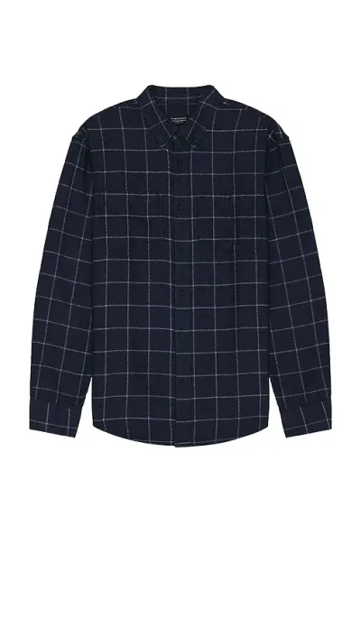 Club Monaco Plaid Utility Shirt In Indigo