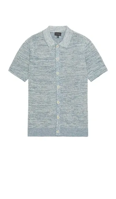 Club Monaco Short Sleeve Mesh Shirt In Space Dye Blue