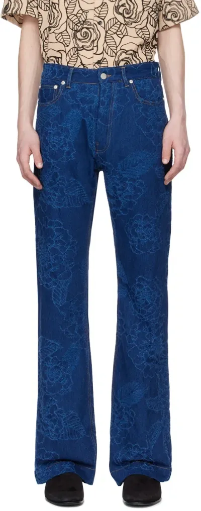 Cmmn Swdn Indigo Jonah Jeans In Indigo Jacquard