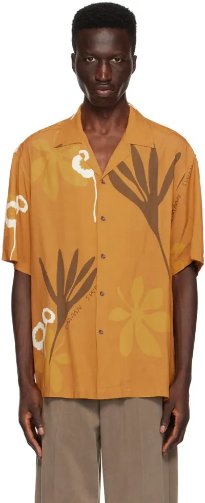 Cmmn Swdn Orange Ture Shirt In Floral Print