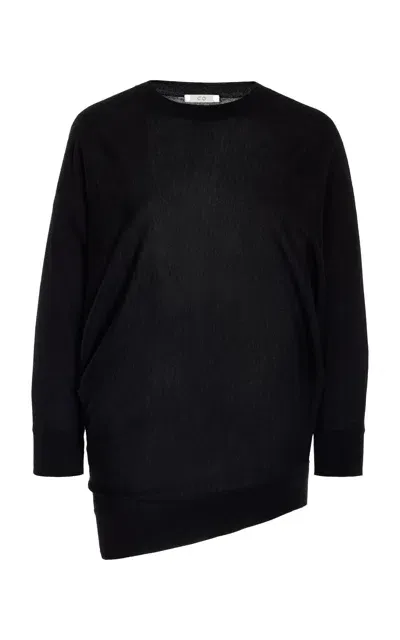 Co Asymmetric Cashmere-knit Top In Black