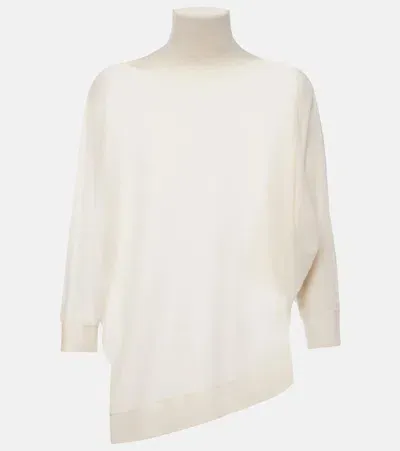 Co Asymmetric Knitted Cashmere Top In White