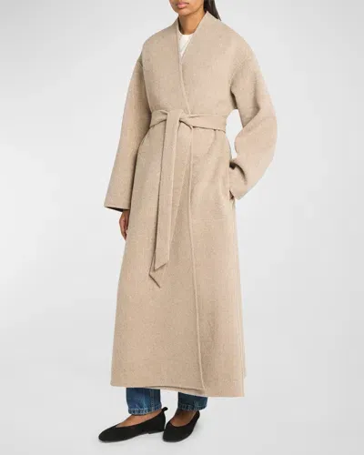 Co Double Wool-cashmere Long Wrap At In Taupe