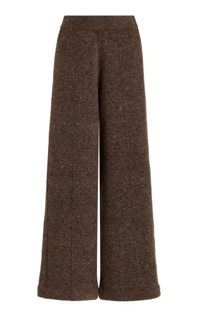 Co Knit Wool-cashmere Wide-leg Pants In Brown