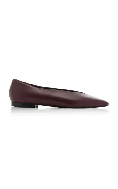 Co Pointed Leather Ballet Flats In Burgundy