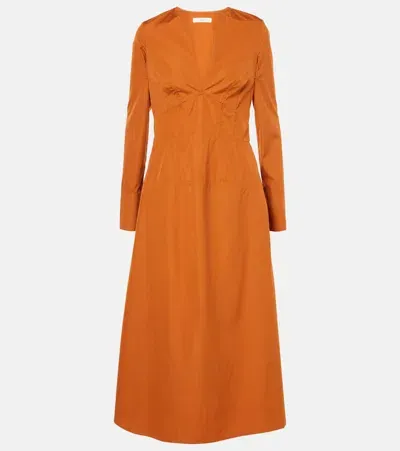 Co Tiered Tton Midi Dress In Orange