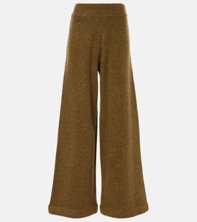 Co Wool And Cashmere-blend Wide-leg Pants In Green