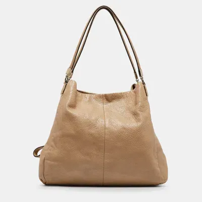 Pre-owned Coach Beige Leather Phoebe Madison Shoulder Bag