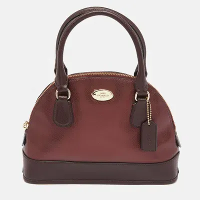 Pre-owned Coach Burgundy Leather Cora Dome Satchel