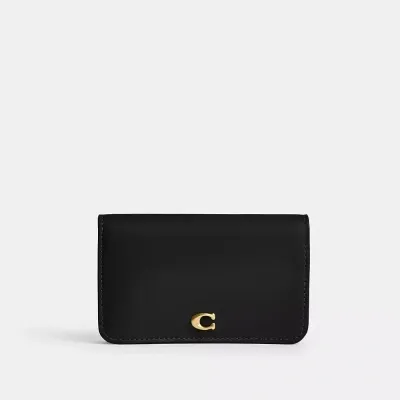 Coach Essential Slim Card Case In Brass/black