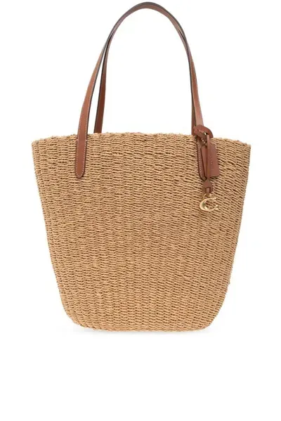 Coach Interwoven Top Handle Bag In Beige