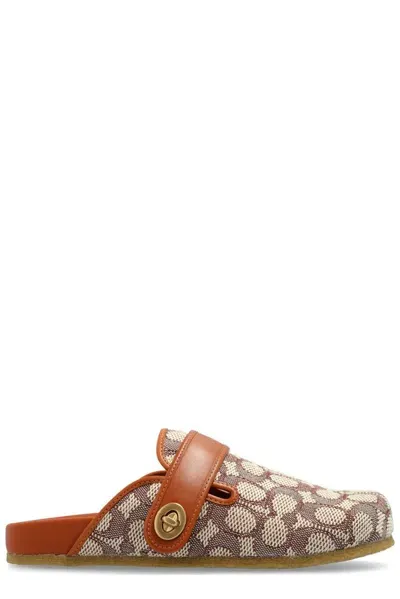 Coach Blake Jacquard Mules In Beige